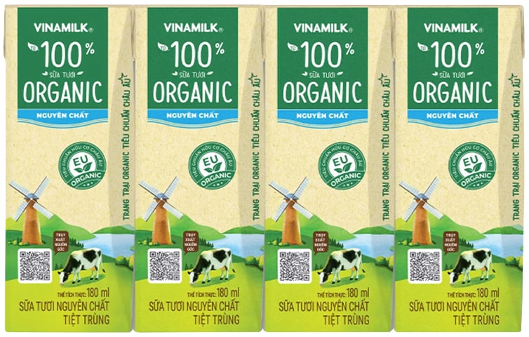 thùng sữa tươi vinamilk organic nguyên chất hộp 180ml