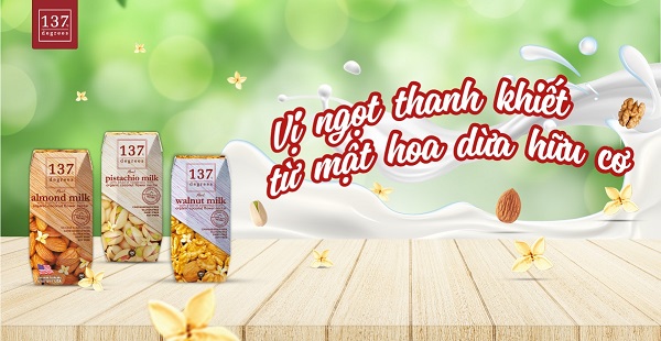 Sữa hạt óc chó nguyên chất 137 Degrees hộp 180ml