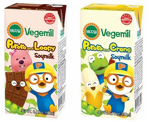 Sữa đậu nành Vegemil Pororo và Loopy hương socola, hộp 190ml