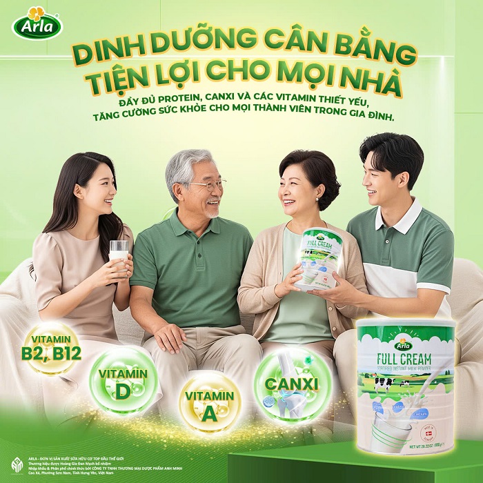 Sữa bột Arla nguyên kem lon 800g nhập khẩu Đan Mạch