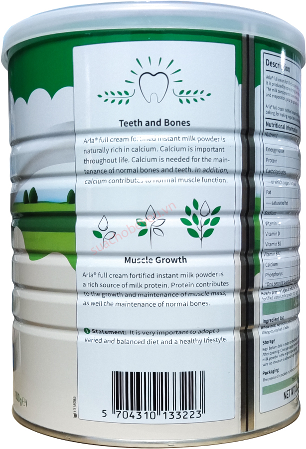 Sữa bột Arla nguyên kem lon 800g