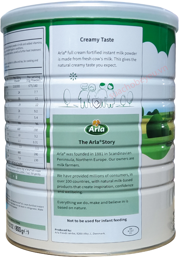 Sữa bột Arla nguyên kem lon 800g
