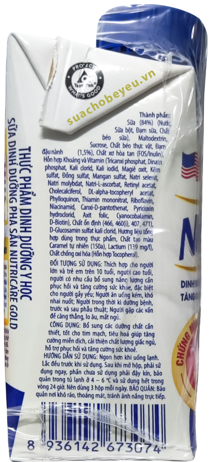 Sữa NutriCare Gold cho người lớn tuổi hộp 200ml