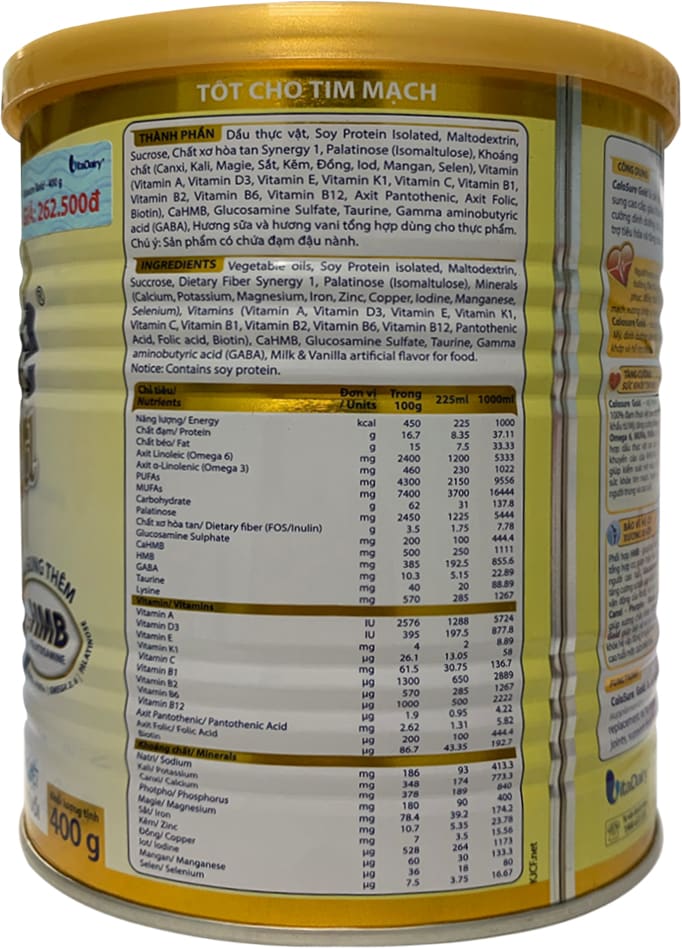 Sữa Calosure Gold Ít Đường lon 400g cho người lớn tuổi