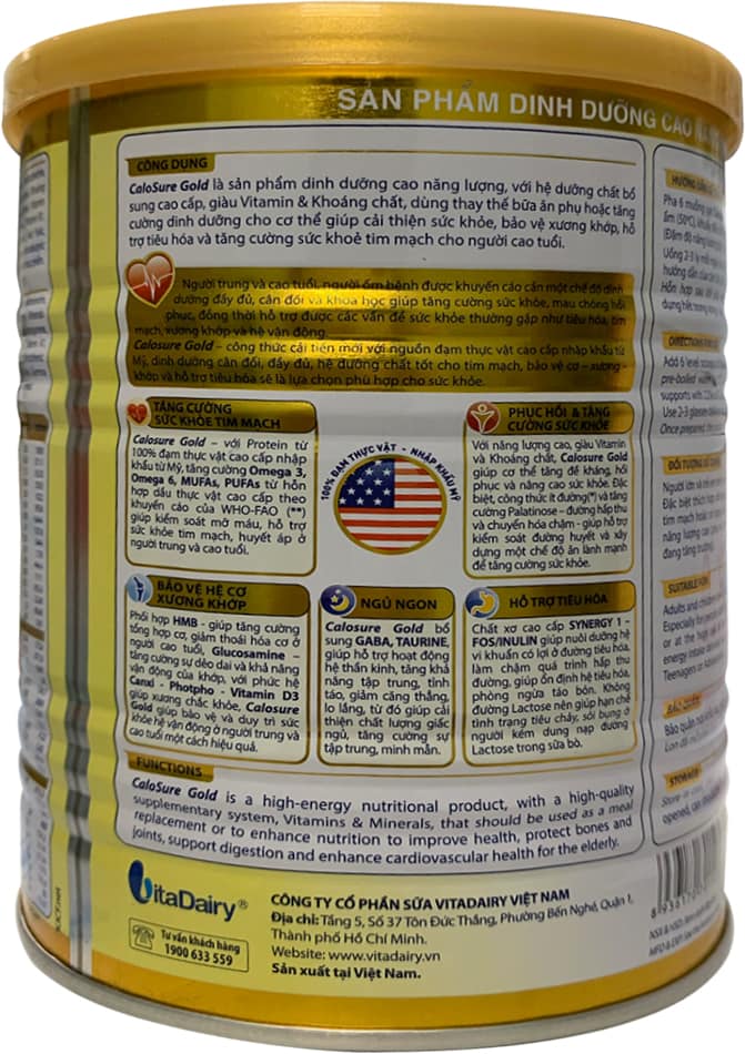 Sữa Calosure Gold Ít Đường lon 400g cho người lớn tuổi