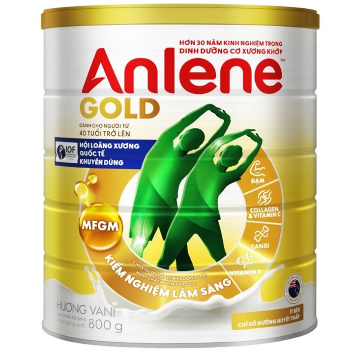 Sữa bột Anlene Gold lon 800g hương vani cho người từ 40 tuổi