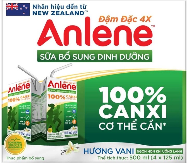 thùng sữa anlene đậm đặc 4x hương vani hộp 125ml
