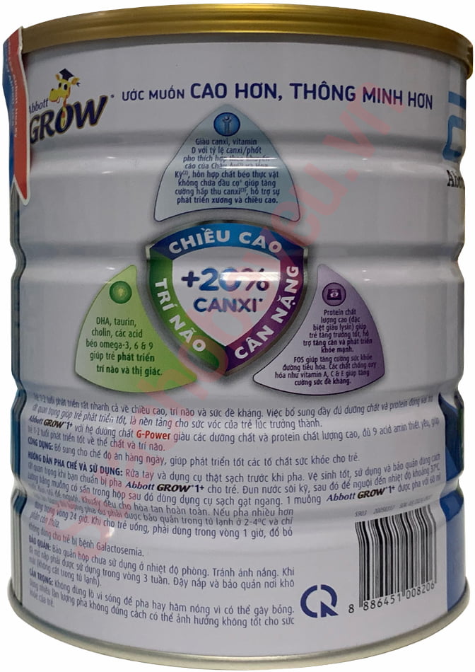 Sữa bột Abbott Grow 1+ lon 850g cho trẻ 1-2 tuổi