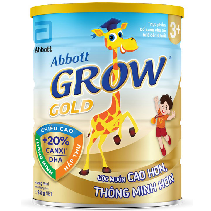 Sữa bột Abbott Grow Gold 3+, lon 850g, trẻ 3-6 tuổi