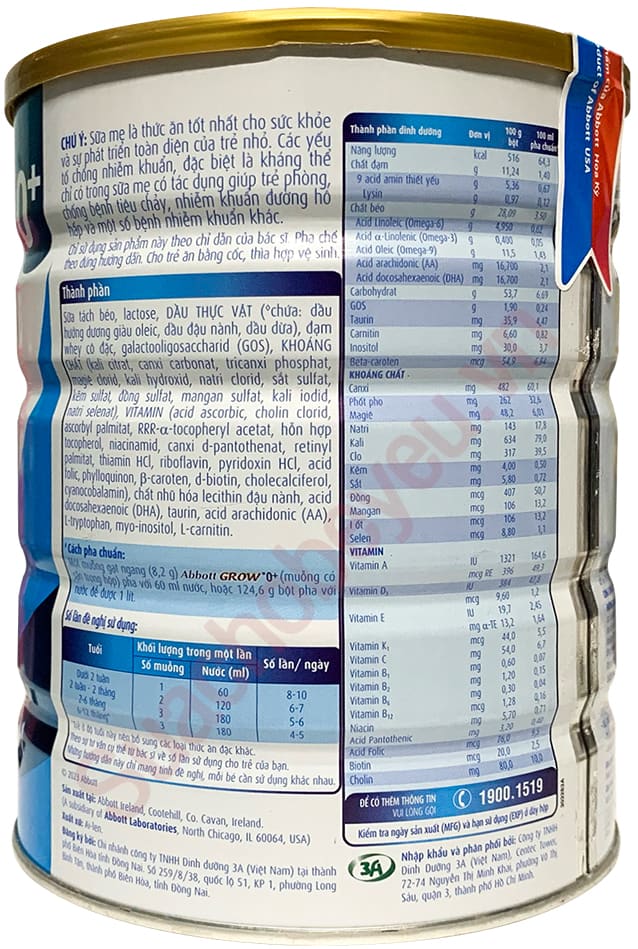 Sữa Abbott Grow số 0+ lon 850g cho trẻ 0-12 tháng tuổi