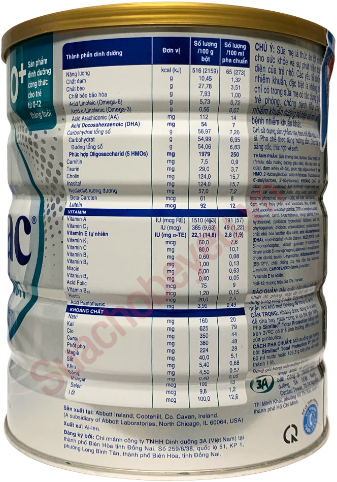 Sữa Similac Total Protection 0+ lon 850g cho trẻ từ 0-12 tháng