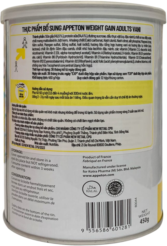 Sữa Appeton Weight Gain hương Vani lon 450g