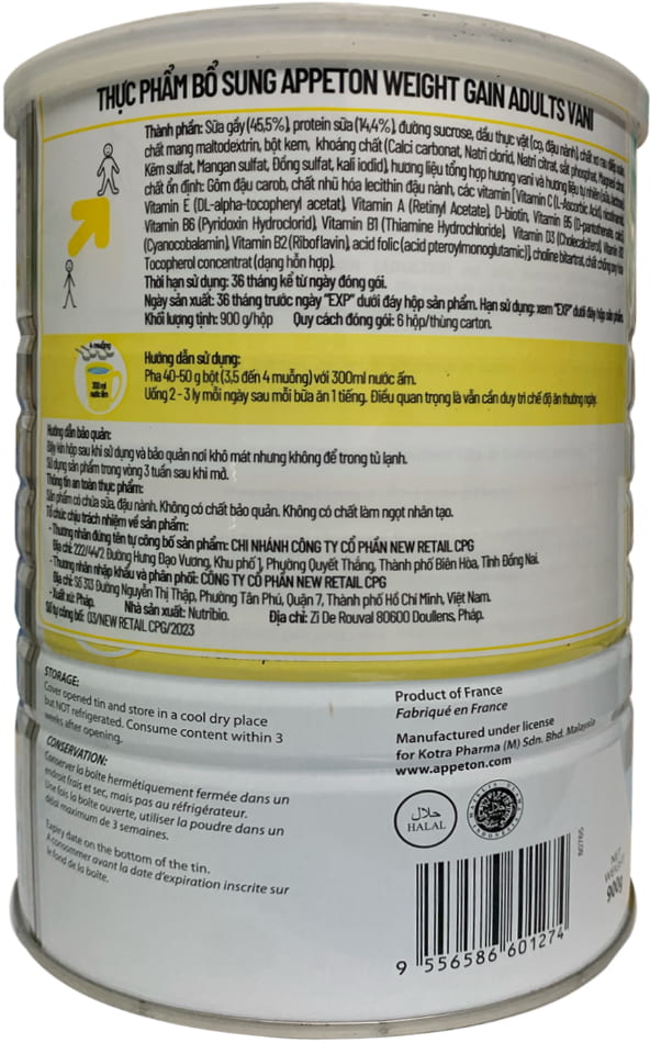 Sữa Appeton Weight Gain hương Vani lon 900g