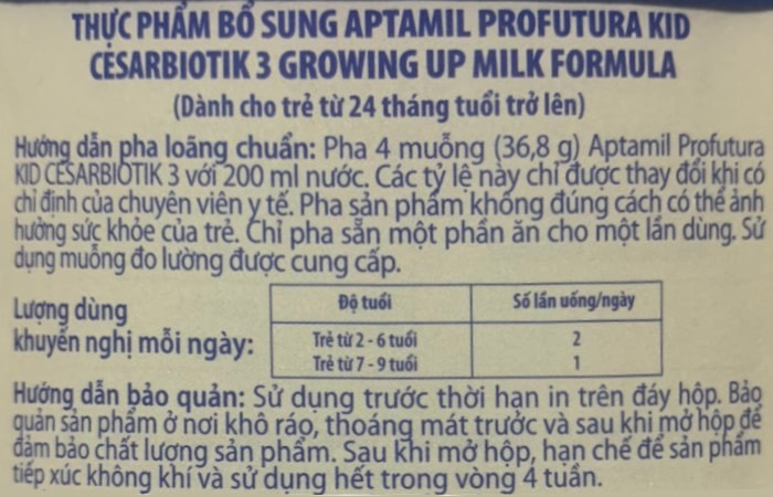 Sữa Aptamil Profutura Kid số 3 800g New Zealand cho trẻ từ 2 tuổi