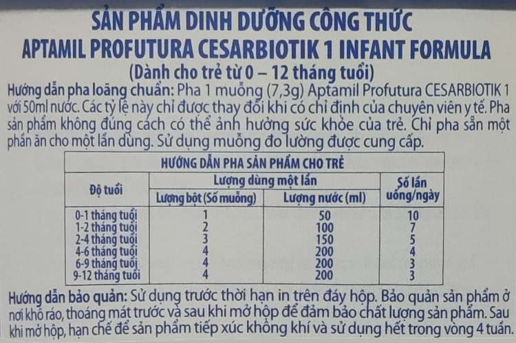 Sữa Aptamil Profutura số 1 800g New Zealand cho trẻ 0-12 tháng