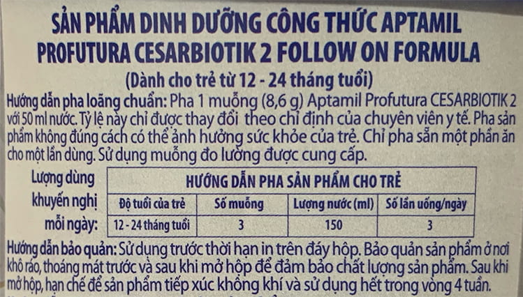 Sữa Aptamil Profutura số 2 lon 800g New Zealand cho trẻ 1-2 tuổi