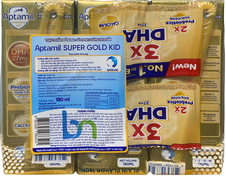 Sữa pha sẵn Aptamil Super Gold Kid hộp 180ml cho trẻ từ 1 tuổi