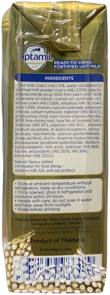 Sữa pha sẵn Aptamil Super Gold Kid hộp 180ml cho trẻ từ 1 tuổi