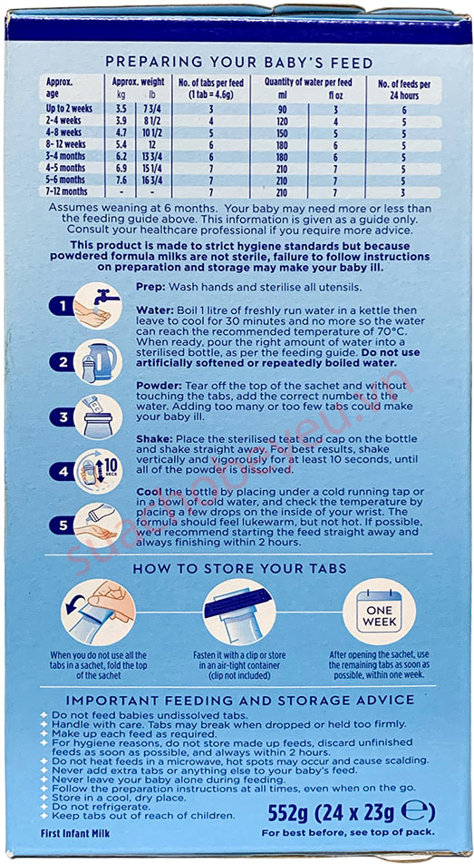 Sữa Aptamil thanh hộp 552g cho trẻ từ 0-6 tháng tuổi