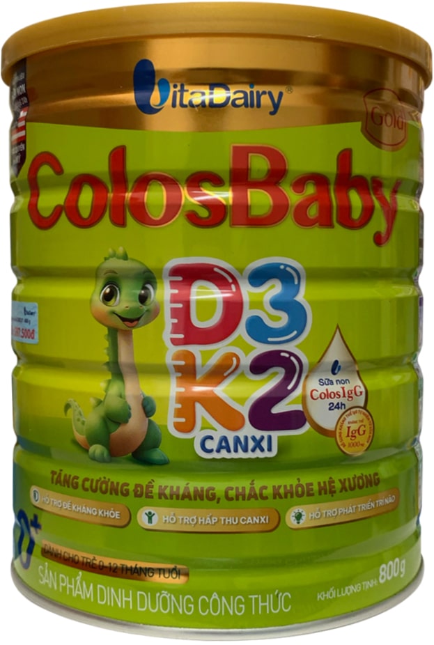 Sữa ColosBaby D3K2 Gold 0+ lon 800g cho trẻ 0-12 tháng