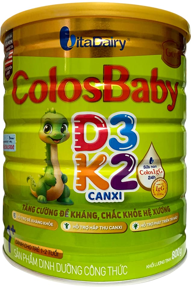 Sữa ColosBaby D3K2 Gold 1+ lon 800g cho trẻ 1-2 tuổi