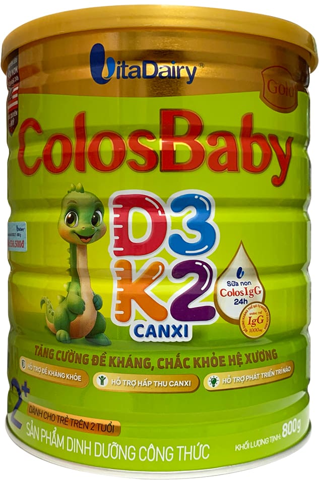 Sữa ColosBaby D3K2 Gold 2+ lon 800g cho trẻ trên 2 tuổi