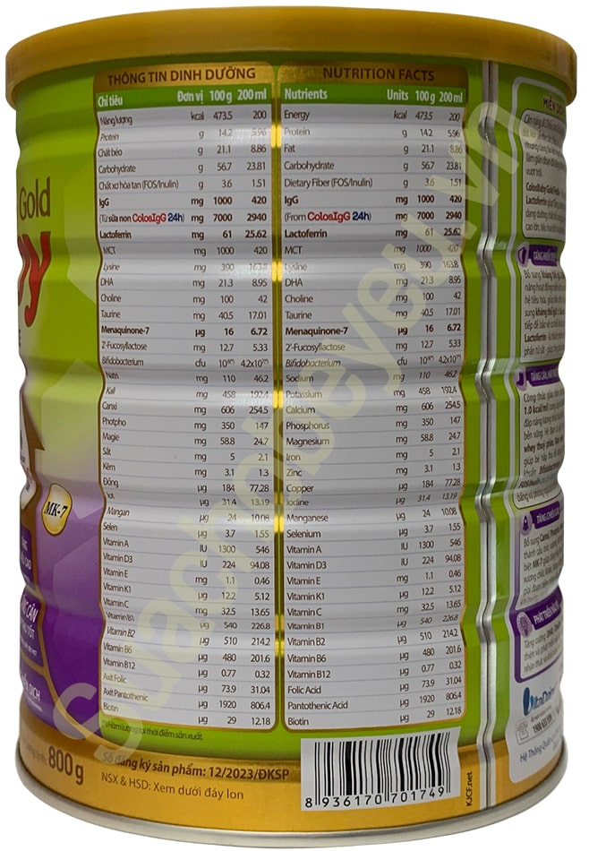 Sữa Colosbaby Gold Pedia lon 800g cho trẻ từ 1-10 tuổi