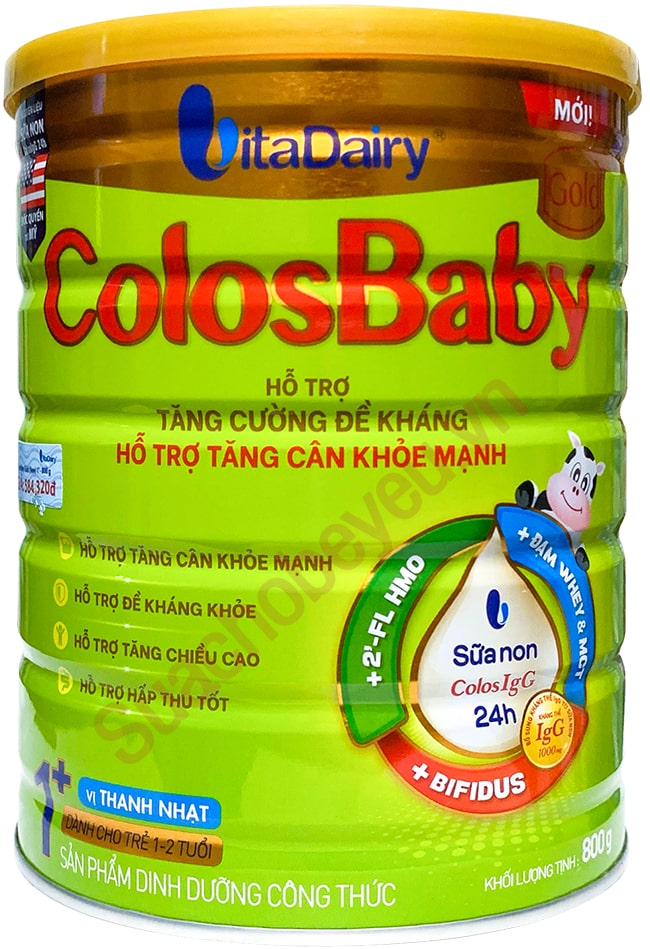Sữa ColosBaby Gold 1+ vị thanh nhạt lon 800g cho trẻ 1-2 tuổi
