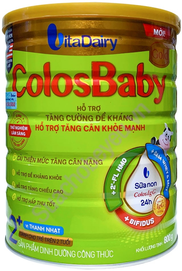 Sữa ColosBaby Gold 2+ vị thanh nhạt lon 800g cho trẻ từ 2 tuổi