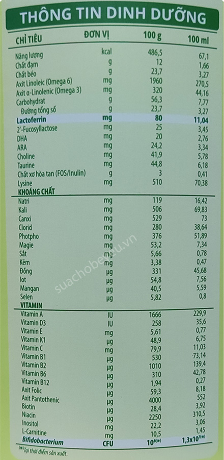Sữa ColosBaby Lactoferrin 0+ lon 800g cho trẻ 0-12 tháng