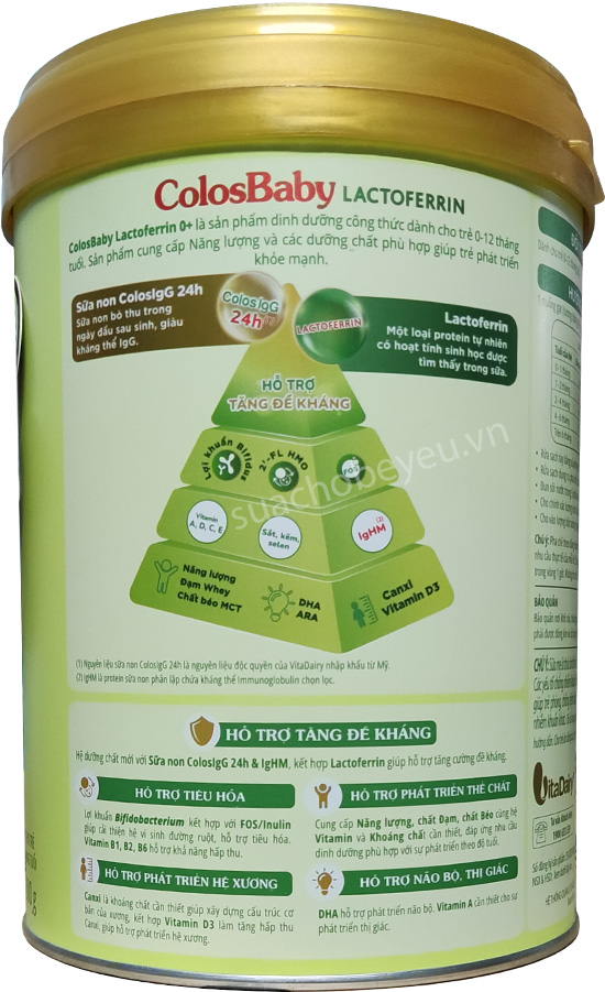 Sữa ColosBaby Lactoferrin 0+ lon 800g cho trẻ 0-12 tháng