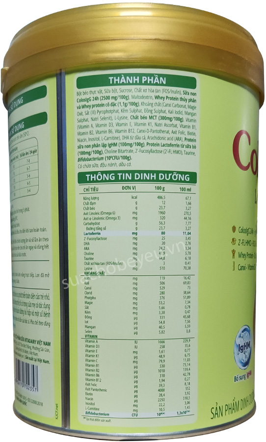 Sữa ColosBaby Lactoferrin 0+ lon 800g cho trẻ 0-12 tháng