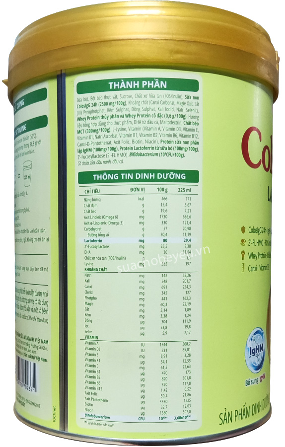 Sữa ColosBaby Lactoferrin 1+ lon 800g cho trẻ 1-2 tuổi