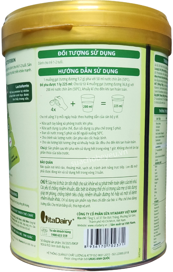 Sữa ColosBaby Lactoferrin 1+ lon 800g cho trẻ 1-2 tuổi