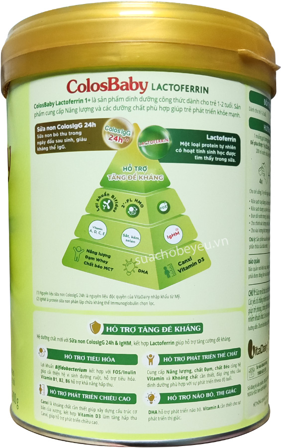 Sữa ColosBaby Lactoferrin 1+ lon 800g cho trẻ 1-2 tuổi