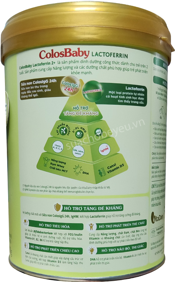 Sữa ColosBaby Lactoferrin 2+ lon 800g cho trẻ trên 2 tuổi