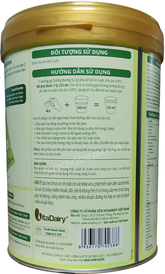Sữa ColosBaby Lactoferrin 2+ lon 800g cho trẻ trên 2 tuổi