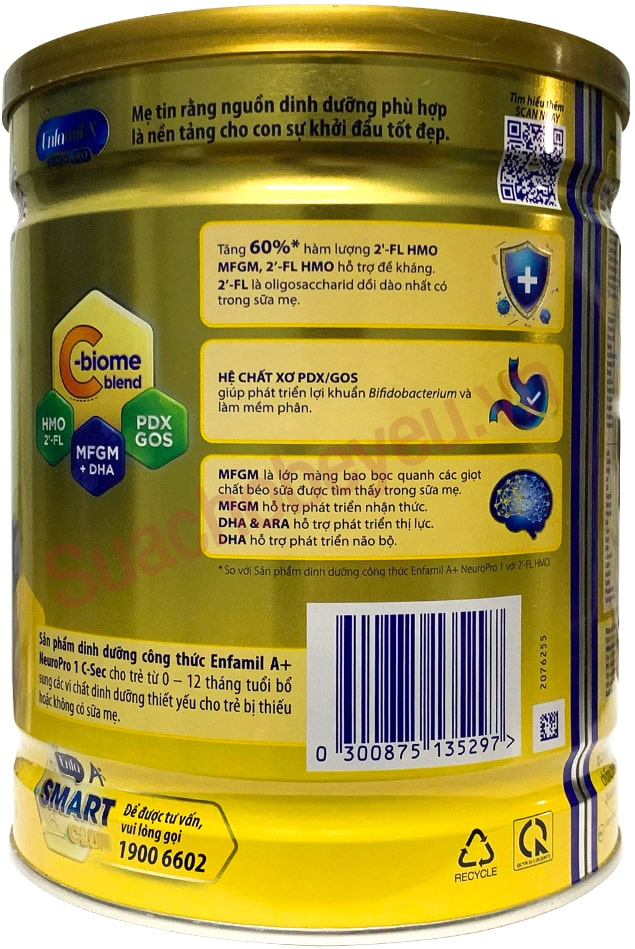 Sữa Enfamil A+ số 1 C-Sec lon 800g cho trẻ sinh mổ từ 0-12 tháng