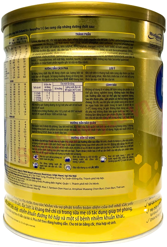 Sữa Enfamil A+ số 1 C-Sec lon 800g cho trẻ sinh mổ từ 0-12 tháng
