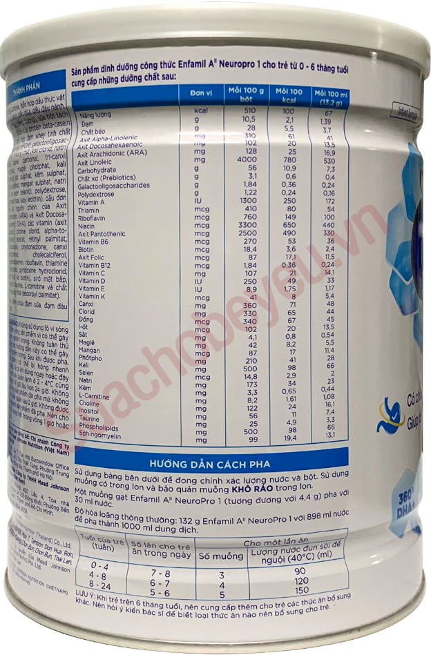 Sữa Enfamil đạm A2 NeuroPro số 1 lon 800g cho trẻ từ 0-6 tháng