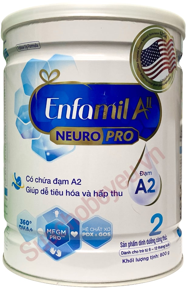 Sữa Enfamil đạm A2 NeuroPro số 2 lon 800g cho trẻ từ 6-12 tháng