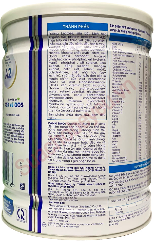Sữa Enfamil đạm A2 NeuroPro số 2 lon 800g cho trẻ từ 6-12 tháng