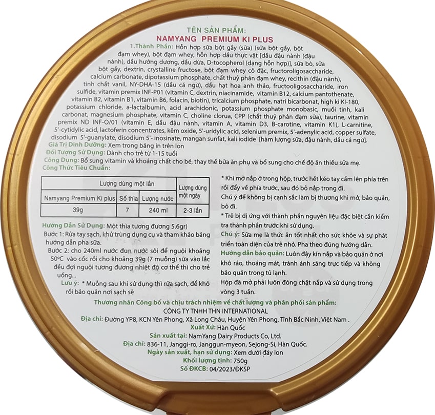 Sữa tăng chiều cao KI Plus nội địa Hàn Quốc lon 750g cho trẻ 1-15 tuổi