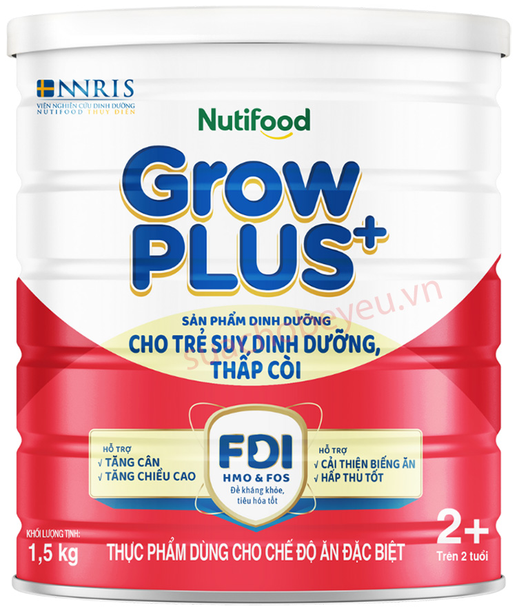 Sữa NutiFood Grow Plus+ Đỏ 2+ lon 1.5kg cho trẻ trên 2 tuổi