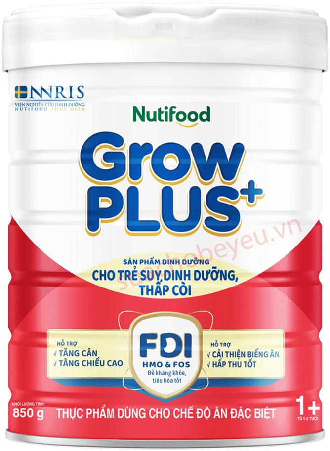 Sữa Nuti Grow Plus màu đỏ 850g cho trẻ chậm tăng cân