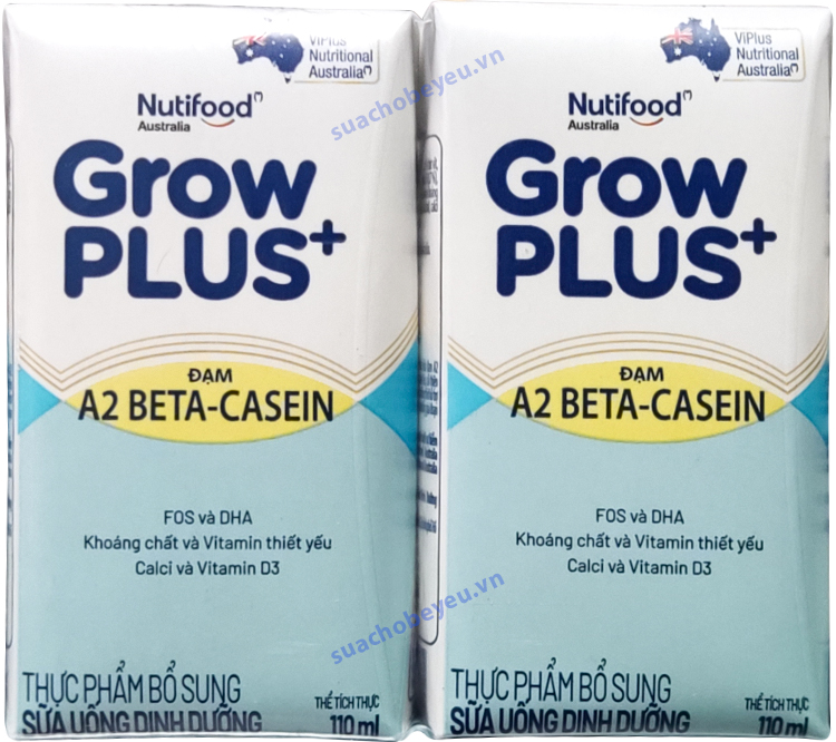 Sữa pha sẵn Nutifood Grow Plus+ đạm A2 hộp 110ml