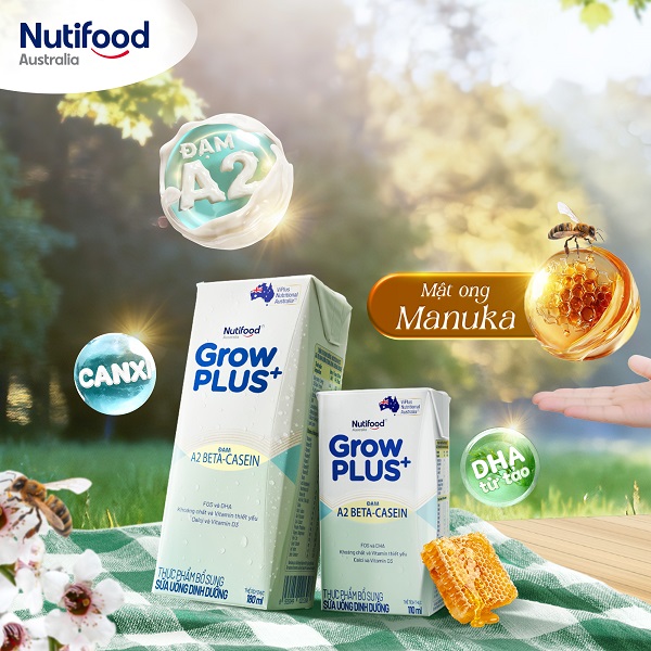 Sữa pha sẵn Nutifood Grow Plus+ đạm A2 hộp 110ml