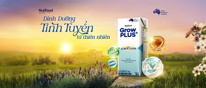 Sữa pha sẵn Nutifood Grow Plus+ đạm A2 hộp 180ml