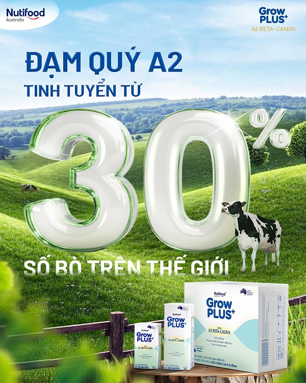 Sữa pha sẵn Nutifood Grow Plus+ đạm A2 hộp 180ml