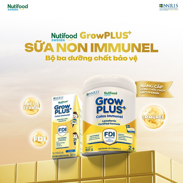 Sữa pha sẵn Nutifood Grow Plus+ Colos Immunel hộp 180ml